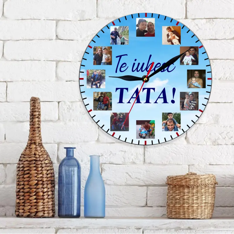 Te iubesc tata, ceas lemn de perete, model 49